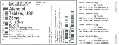 Label (Label Atenolol Tabs 25mg Bpi(10544 134 30) Ranbaxy(63304 621 10) Rev1)